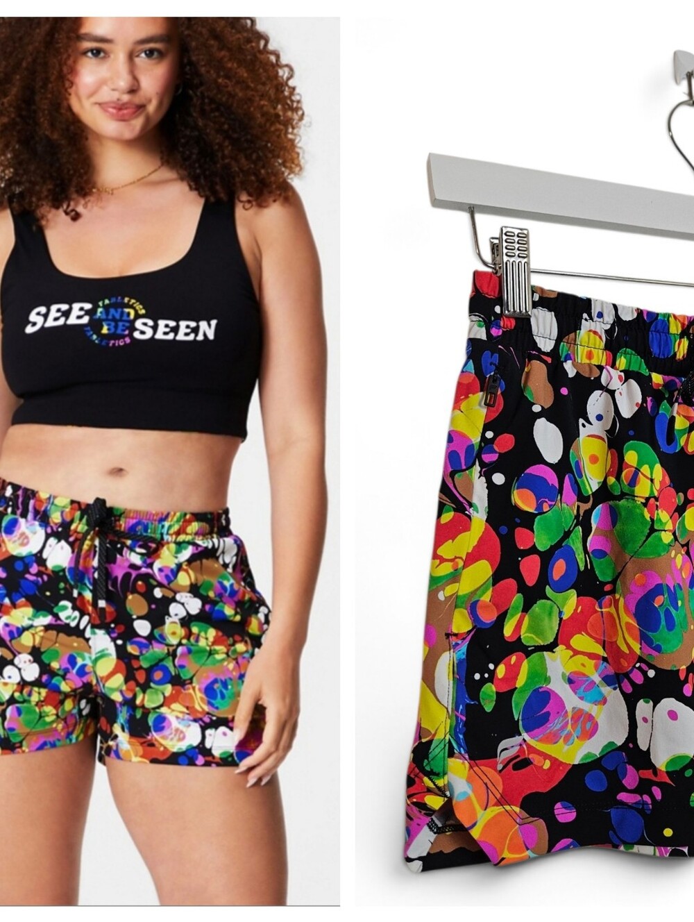 Fabletics The One Short XXS 3" Abstract Print Running Workout Shorts Multicolor